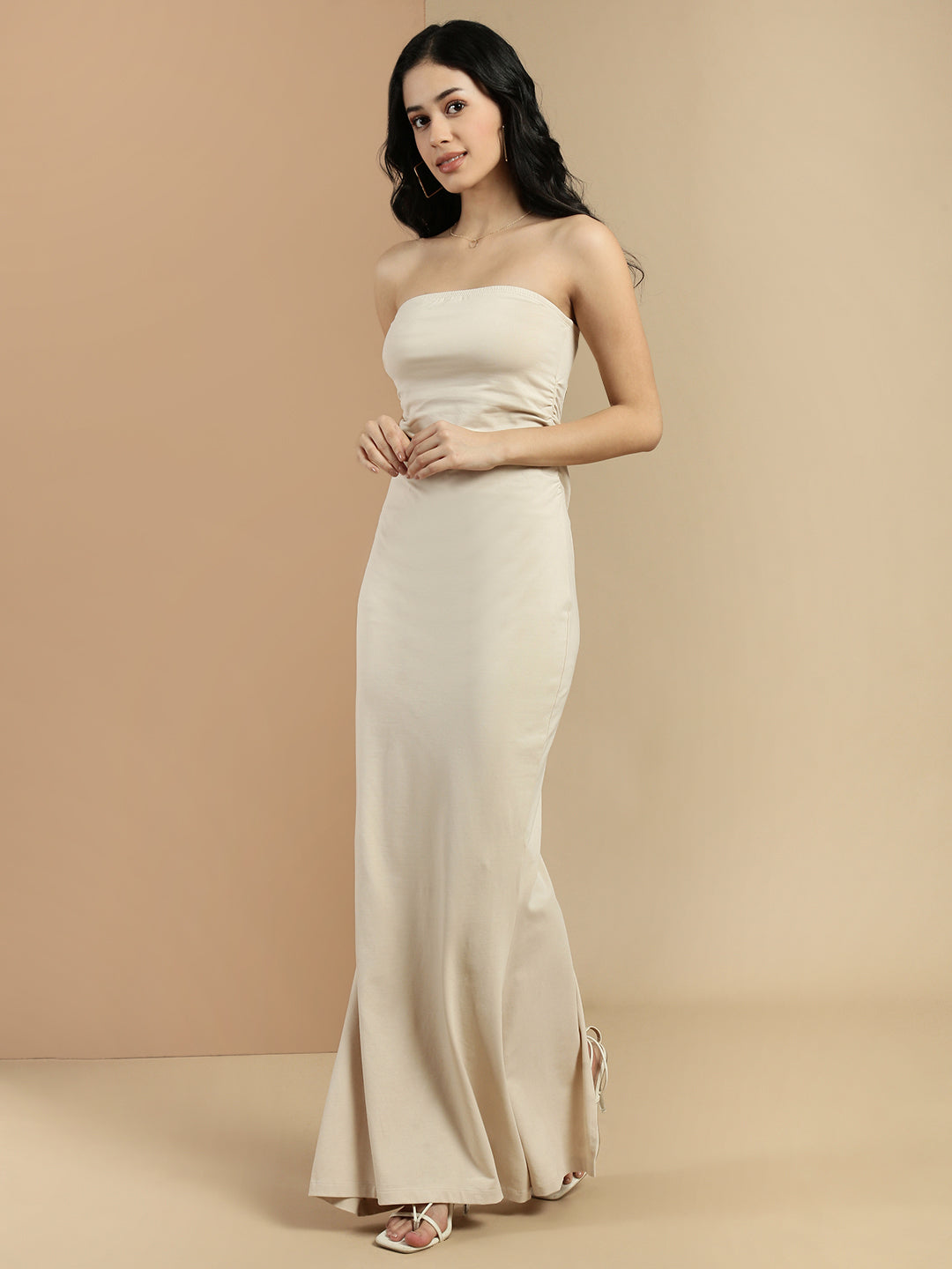 Ecolore Womens Ruched Side Slit Tube Dress