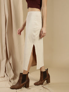 Ecolore Womens Side Slit Midi Skirt