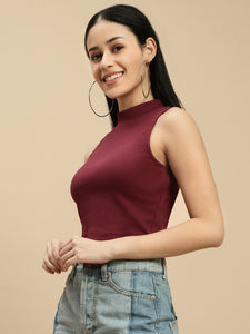 Ecolore Womens High Neck Sleeveless Crop Top