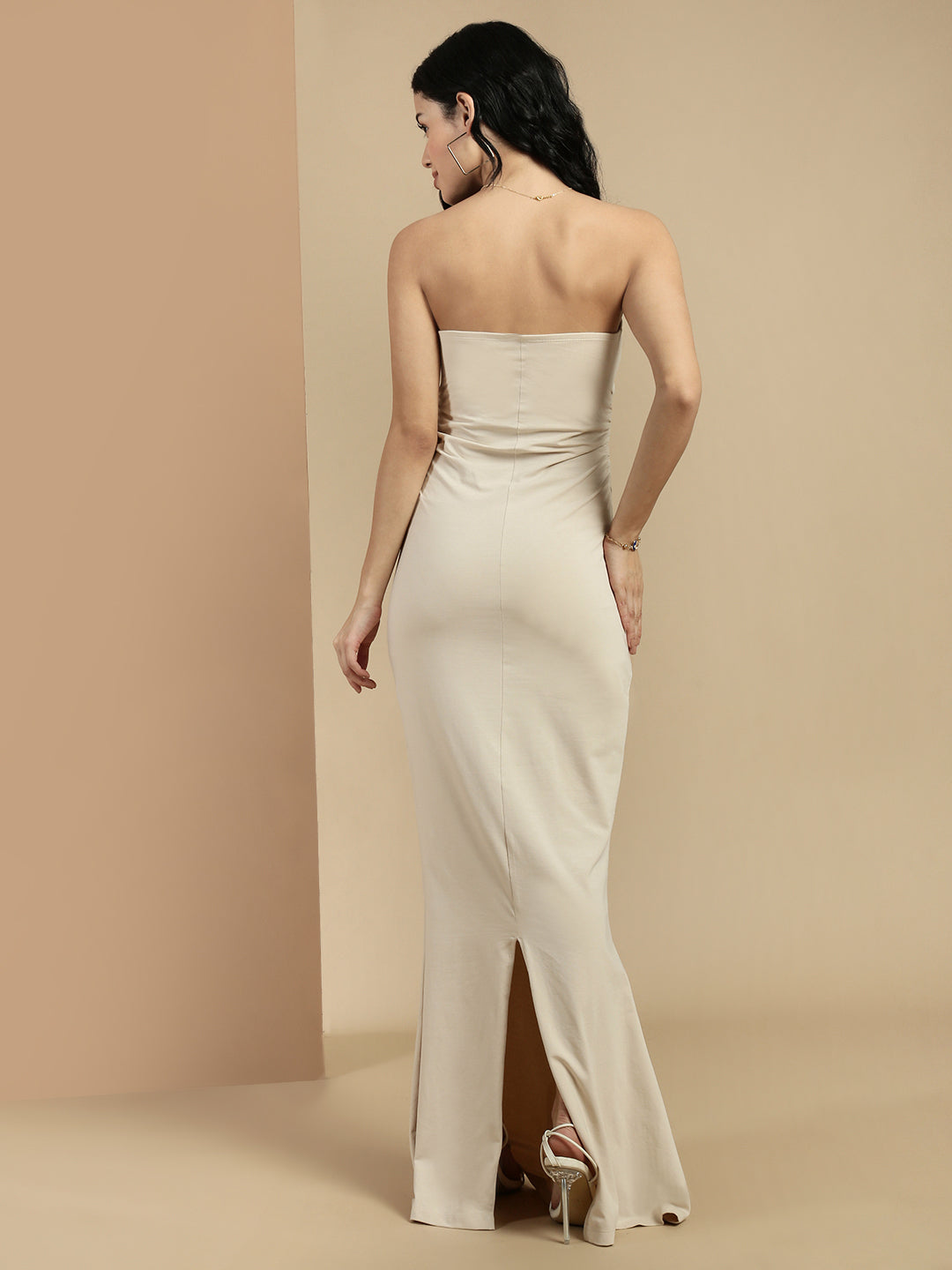 Ecolore Womens Ruched Side Slit Tube Dress