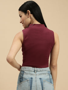 Ecolore Womens High Neck Sleeveless Crop Top