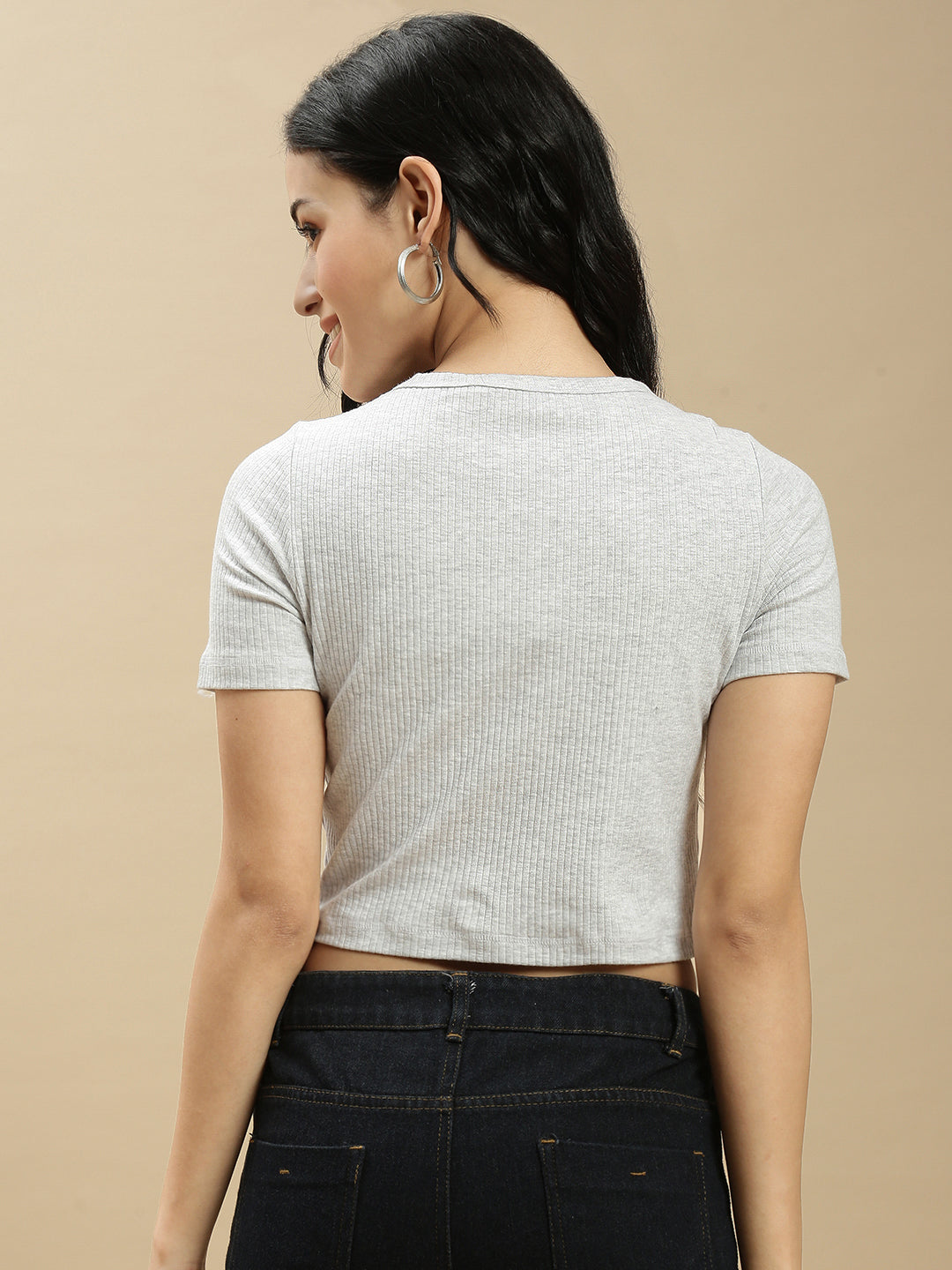 Ecolore Womens Square Neck Half Sleeve Crop Top