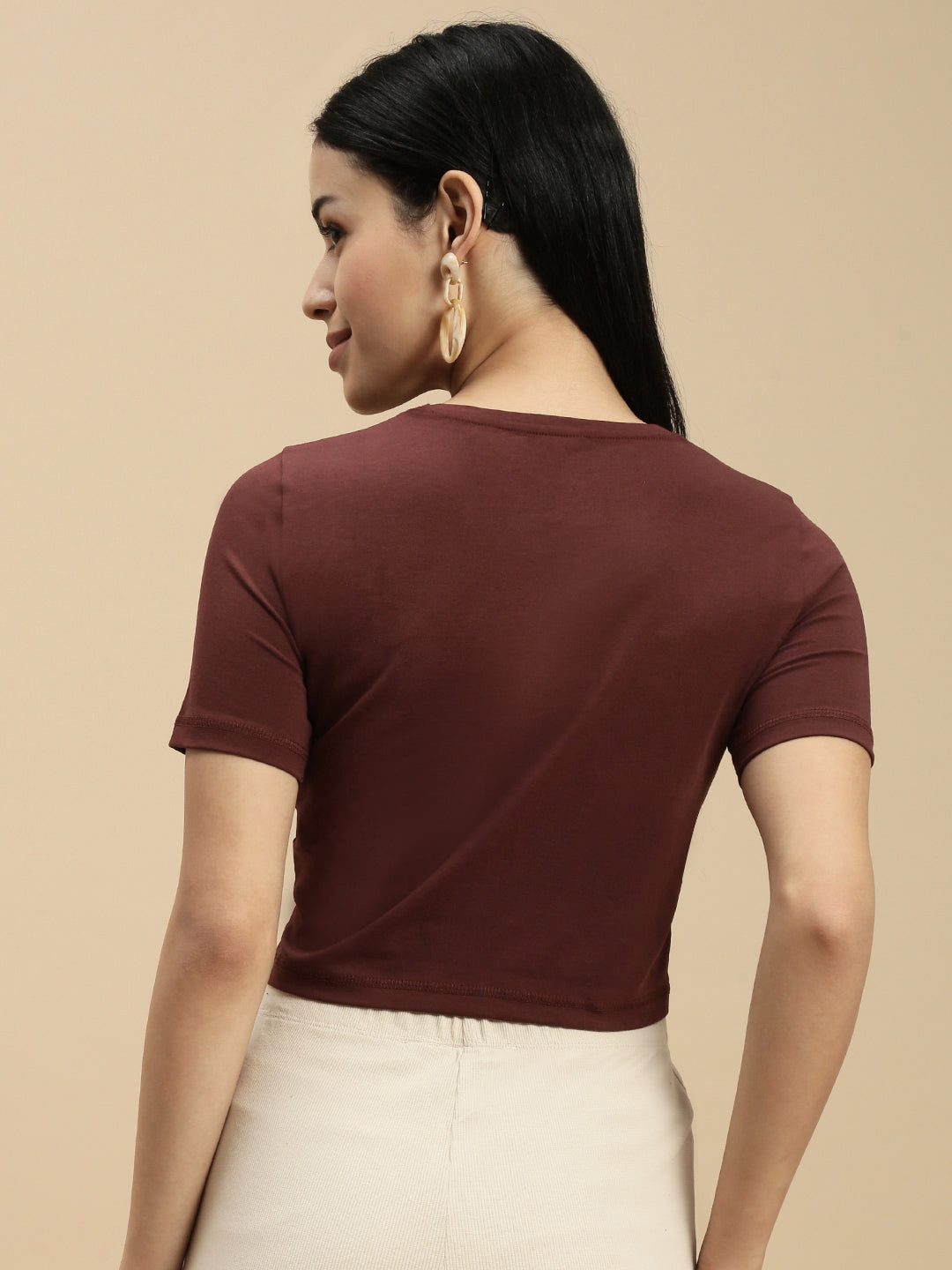 Ecolore Womens Crew Neck Half Sleeve Crop Top