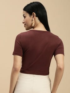 Ecolore Womens Crew Neck Half Sleeve Crop Top