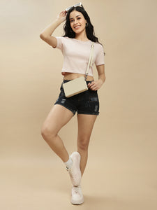 Ecolore Womens Crew Neck Half Sleeve Crop Top
