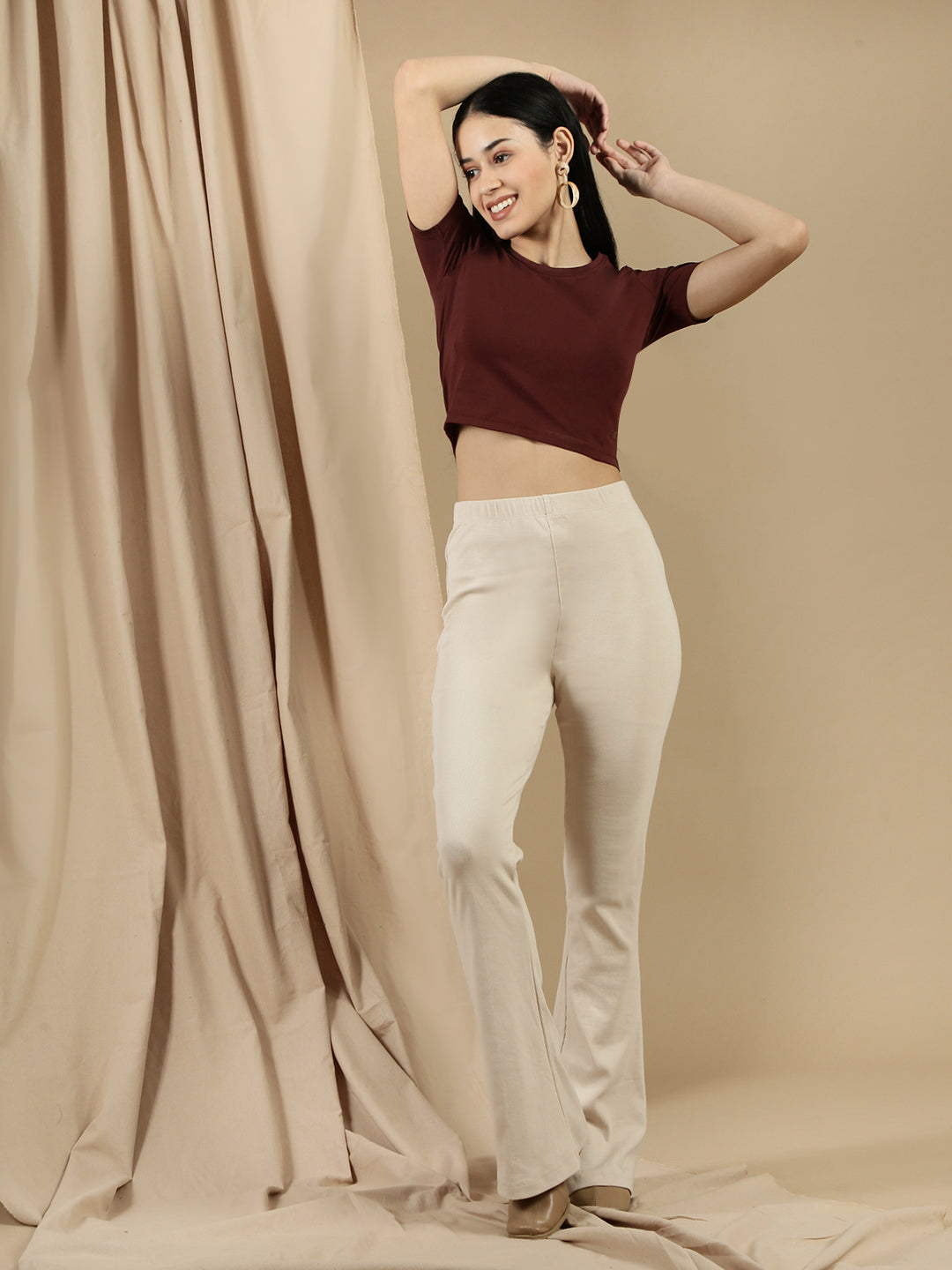 Ecolore Womens Fit And Flare Rib Pant