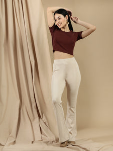 Ecolore Womens Fit And Flare Rib Pant