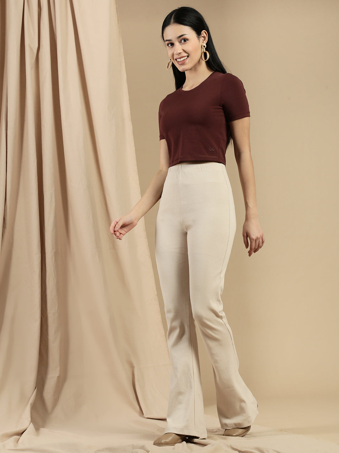 Ecolore Womens Crew Neck Half Sleeve Crop Top