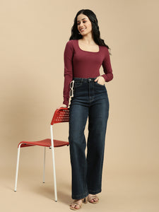 Ecolore Womens Square Neck Full Sleeve Top