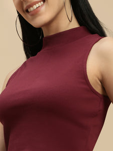 Ecolore Womens High Neck Sleeveless Crop Top