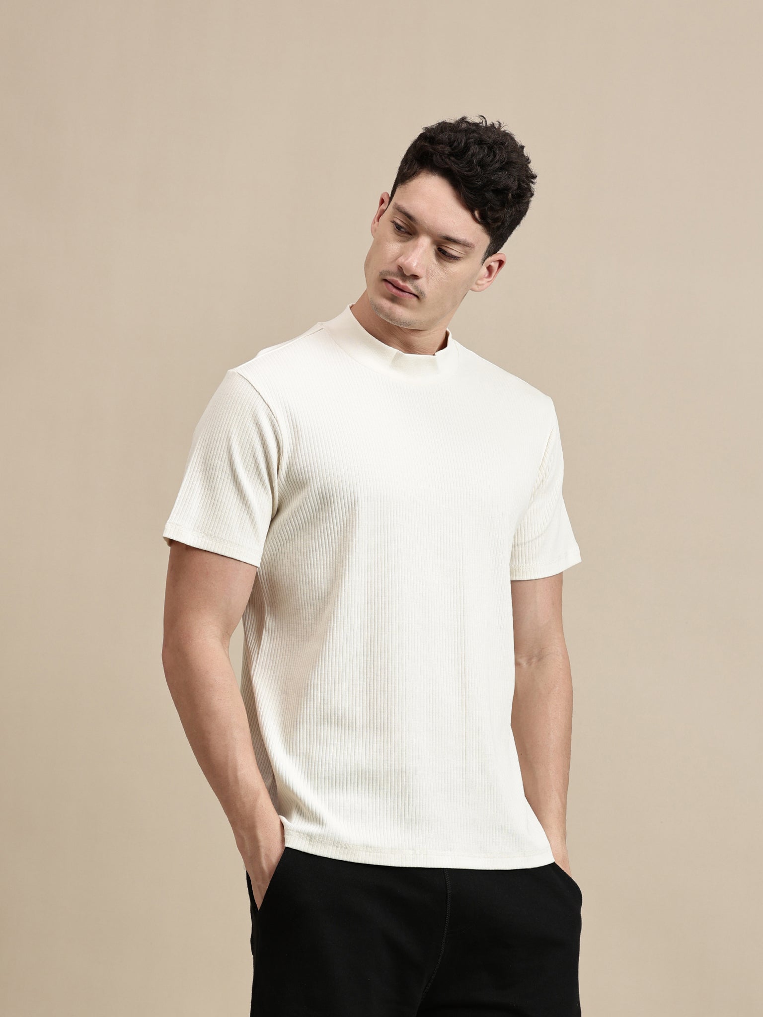 Men's T-Shirt – Half Sleeve High Neck Tee Double Needle