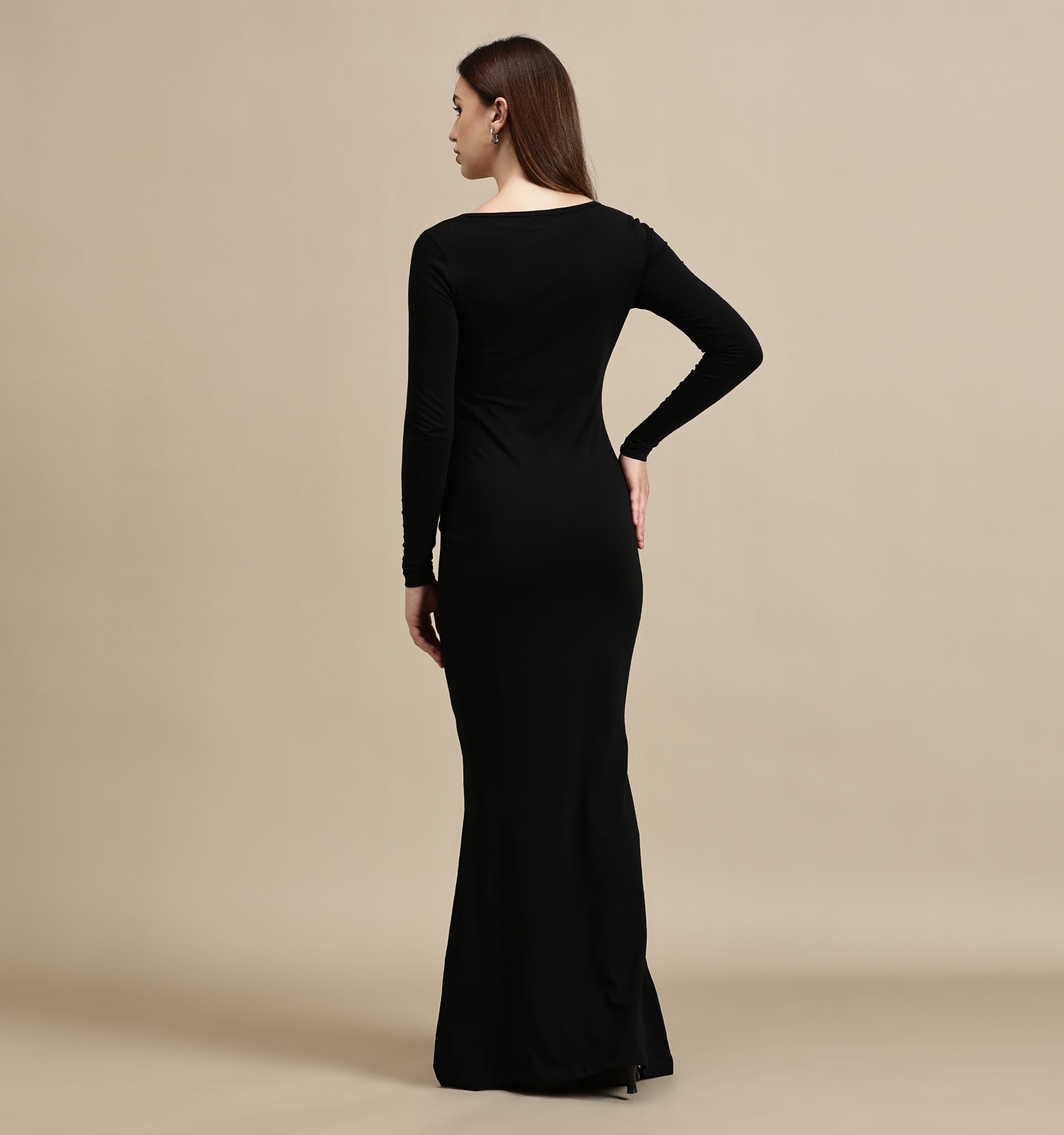 Women's Dress – Square Neck Full Sleeve Maxi Dress