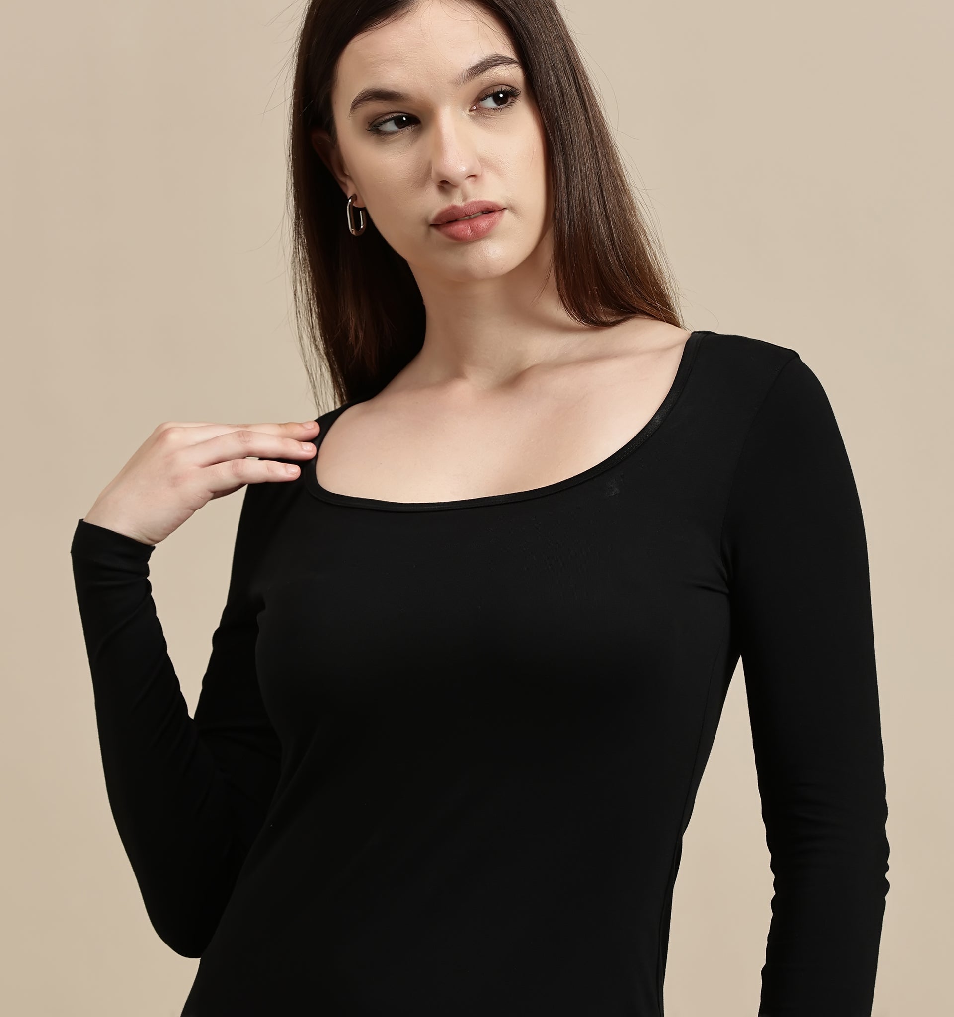 Women's Dress – Square Neck Full Sleeve Maxi Dress