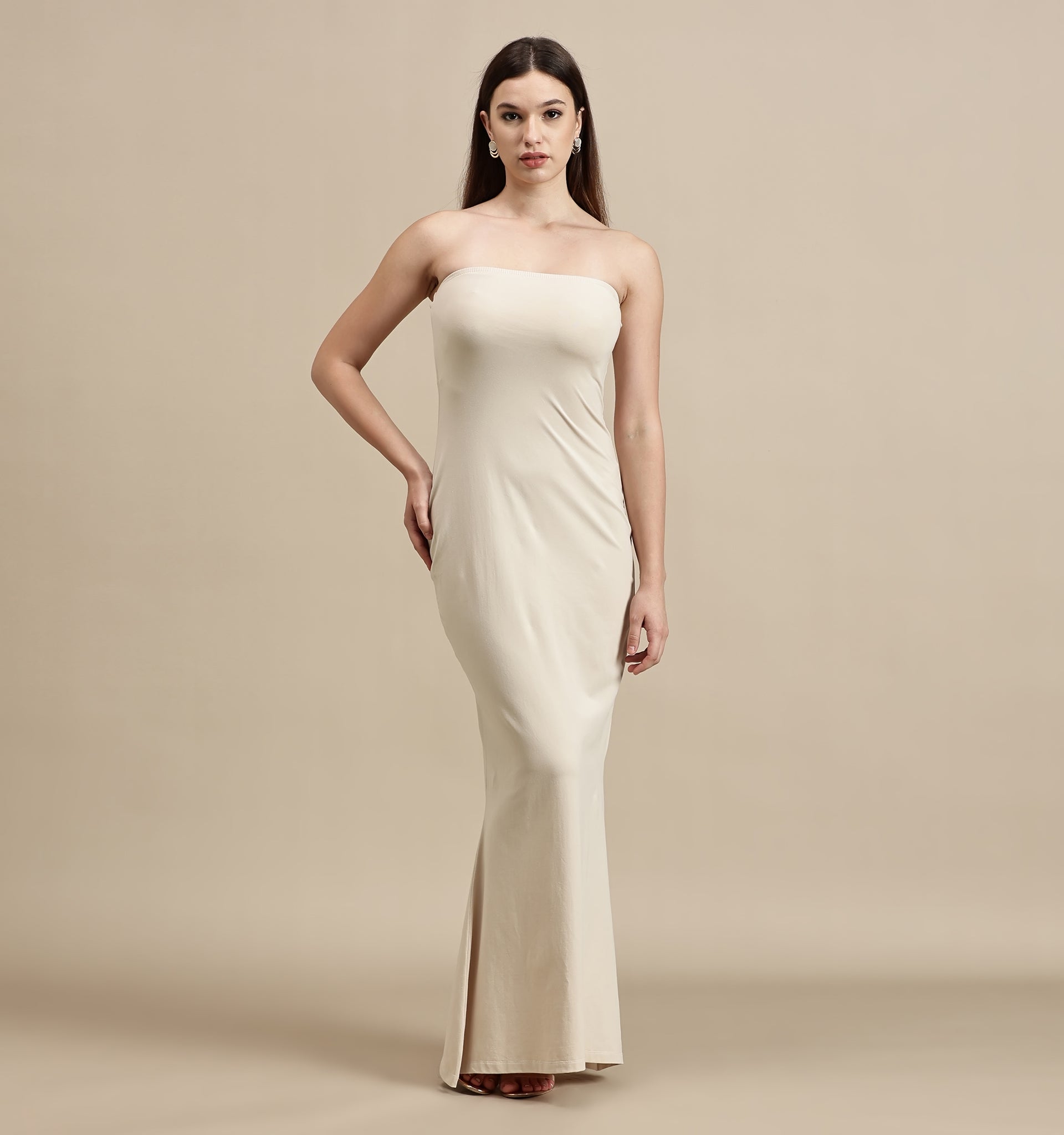 beige tube dress Beige Tube Maxi Dress
