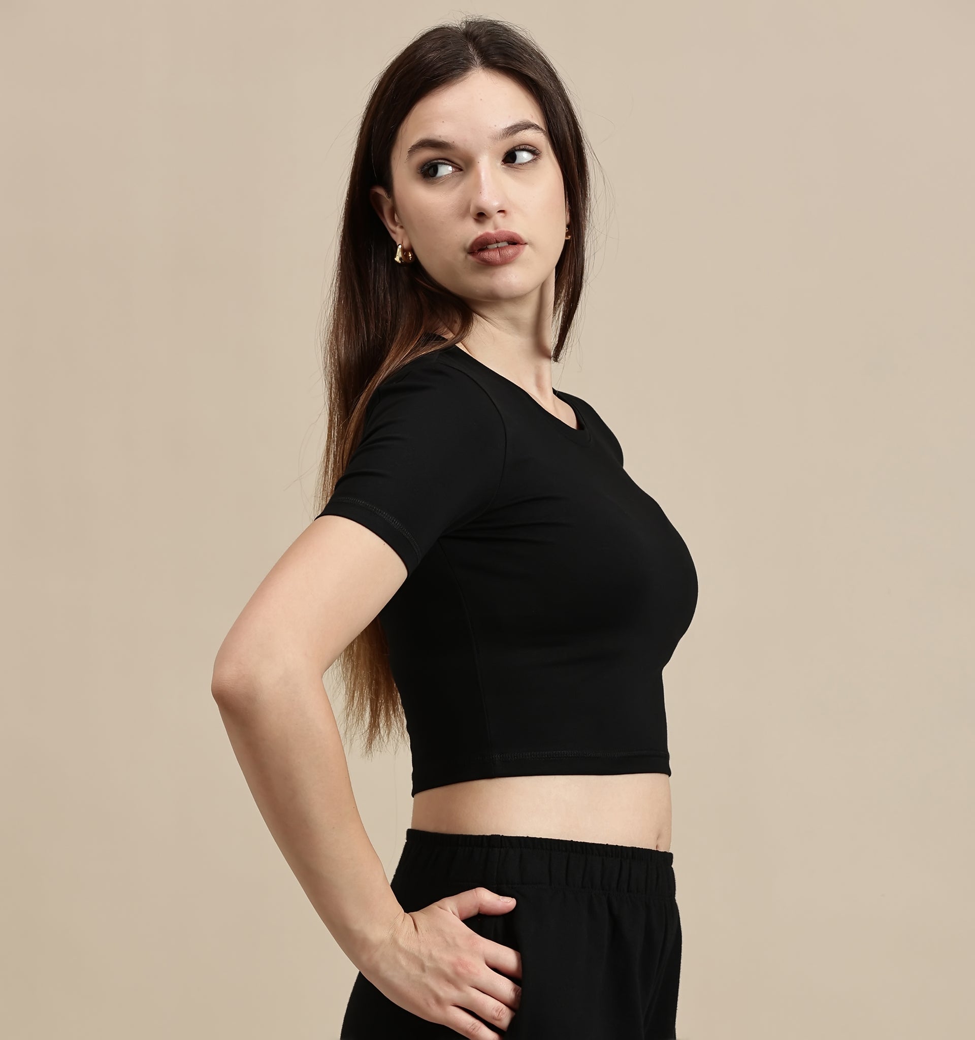 Women's Crop Top – Crew Neck Half Sleeve Crop Top