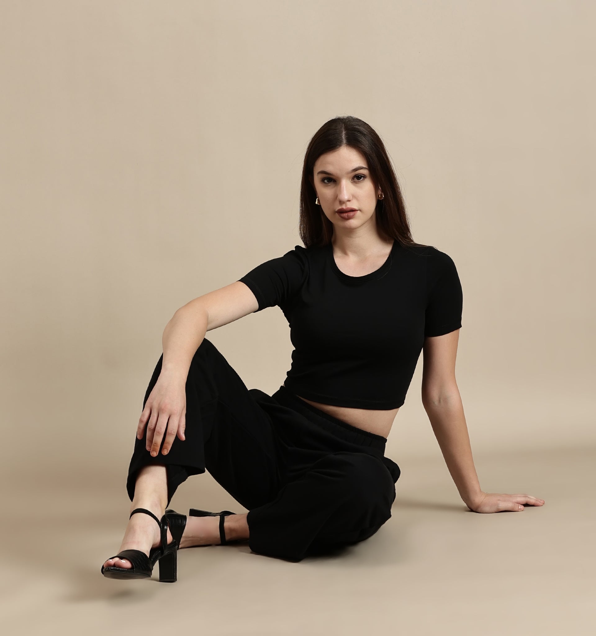 Women's Crop Top – Crew Neck Half Sleeve Crop Top