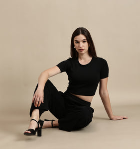 Women's Crop Top – Crew Neck Half Sleeve Crop Top
