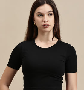 Women's Crop Top – Crew Neck Half Sleeve Crop Top