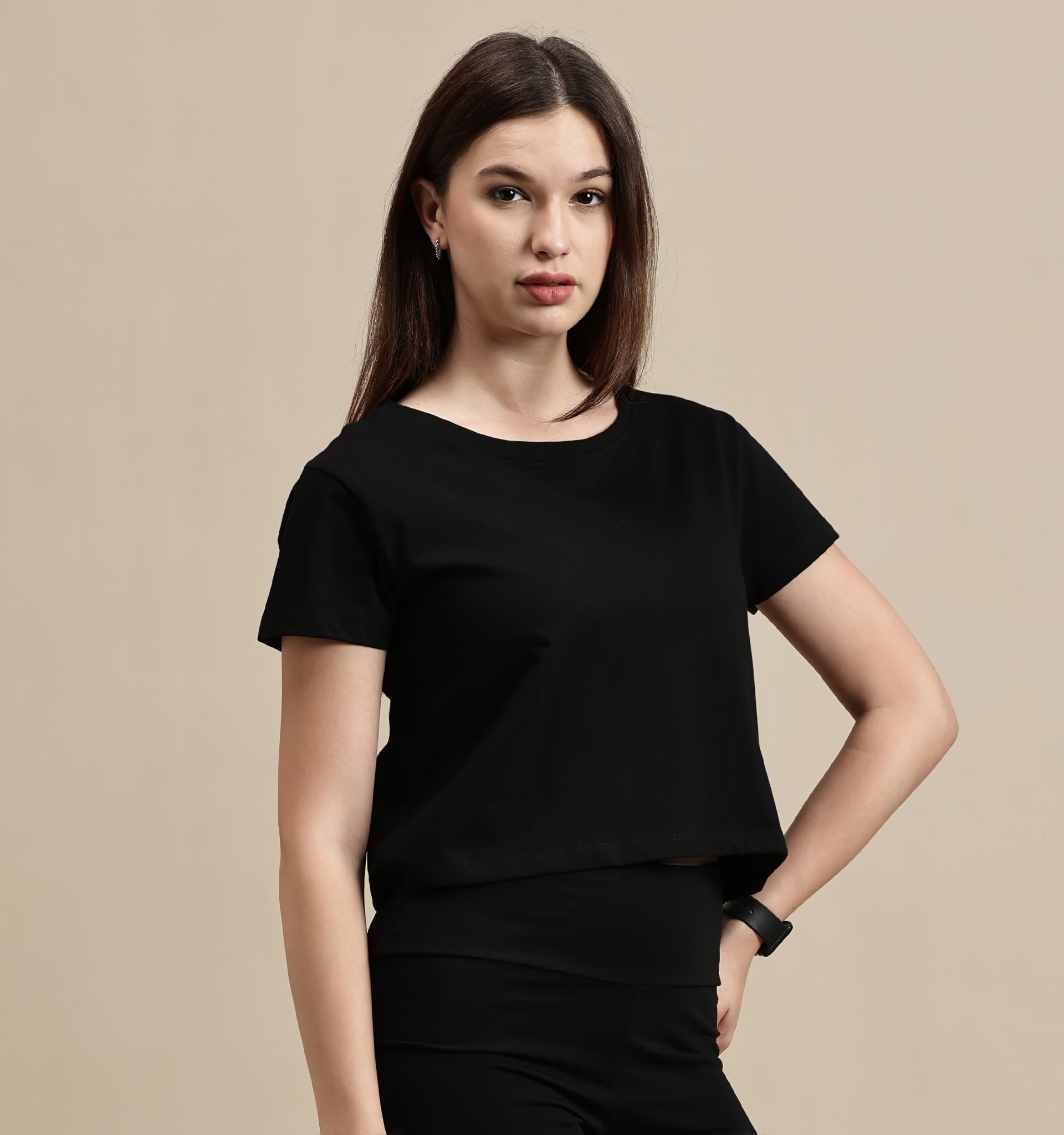 Women's Crop Top – Round Neck Half Sleeve Relax Crop Top