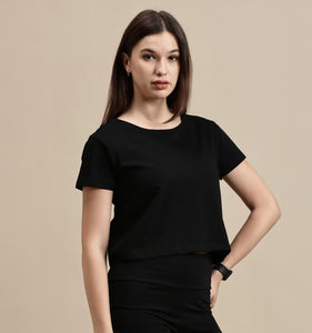 Women's Crop Top – Round Neck Half Sleeve Relax Crop Top