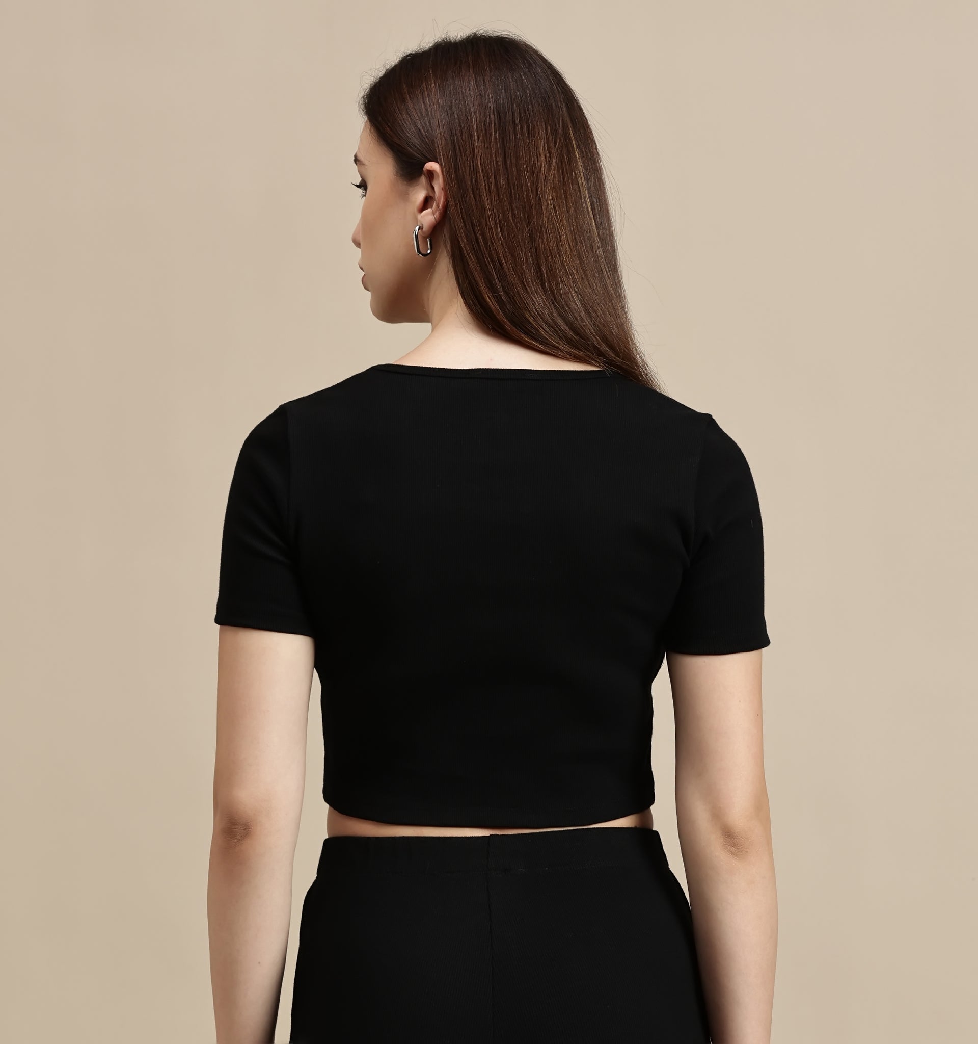 Women's Crop Top – Cut-Out Half Sleeve Crop Top