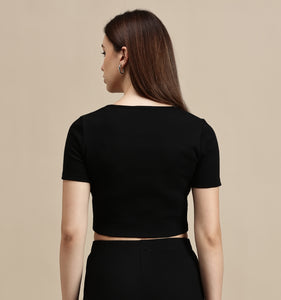 Women's Crop Top – Cut-Out Half Sleeve Crop Top