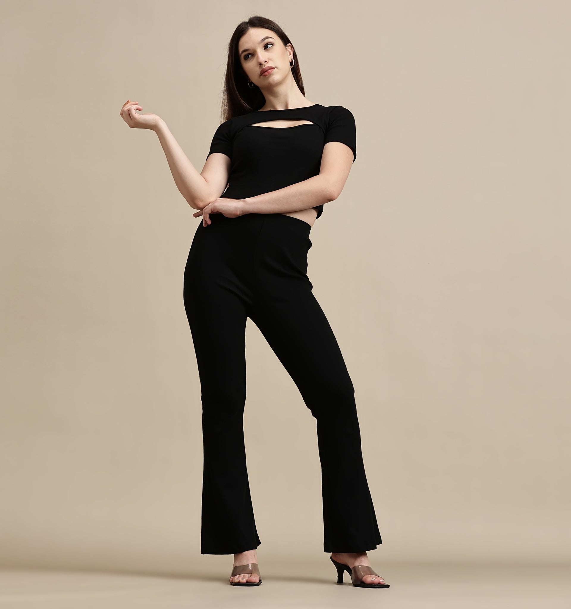 Women's Crop Top – Cut-Out Half Sleeve Crop Top
