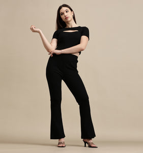 Women's Crop Top – Cut-Out Half Sleeve Crop Top