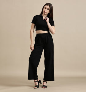Women's Crop Top – Polo Neck Half Sleeve Crop Top