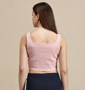 Women's Crop Top – Square Neck Sleeveless Rib Crop Top