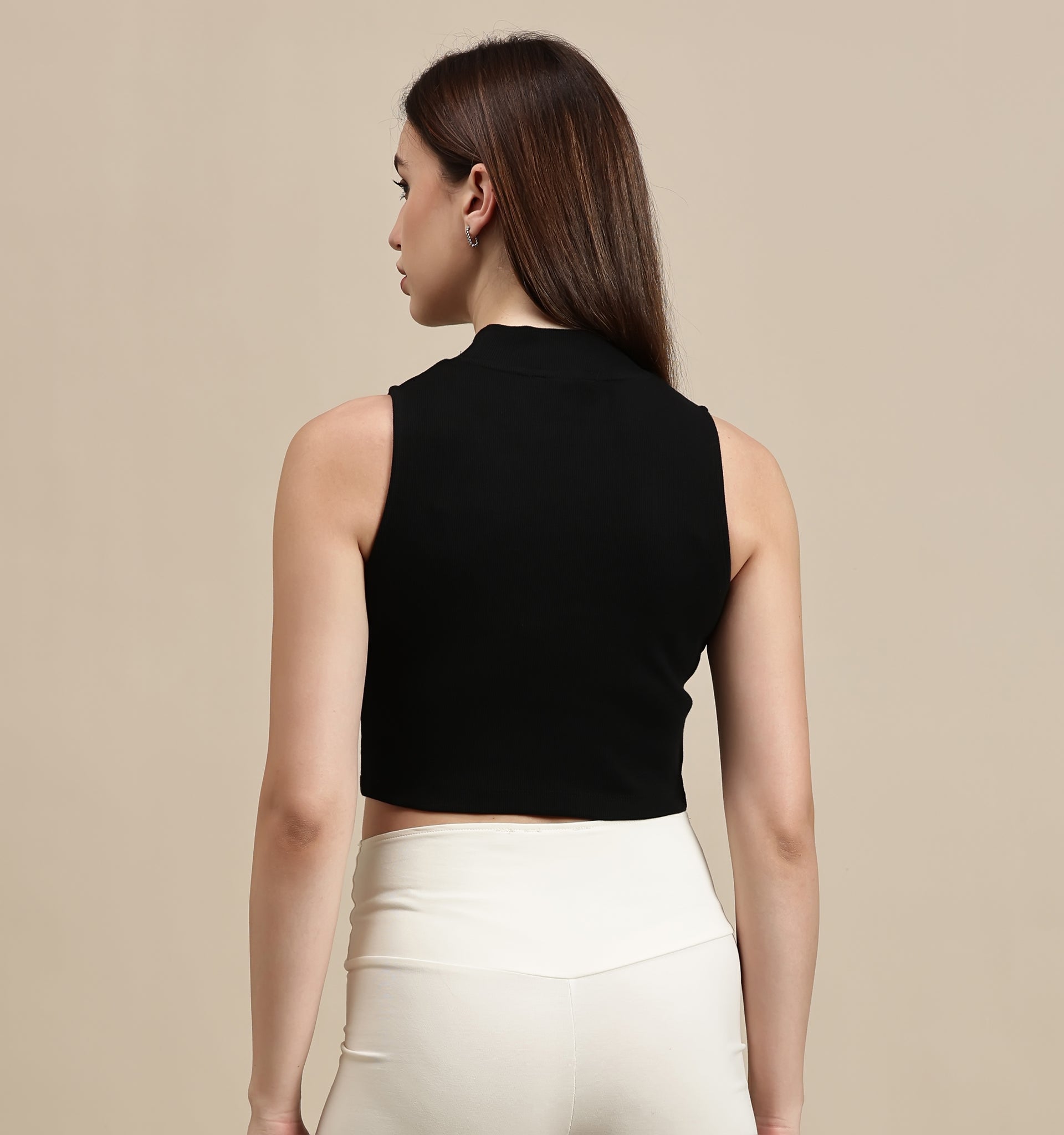 Women's Crop Top – High Neck Sleeveless Crop Top