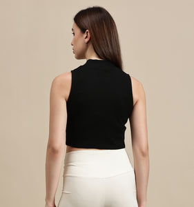 Women's Crop Top – High Neck Sleeveless Crop Top