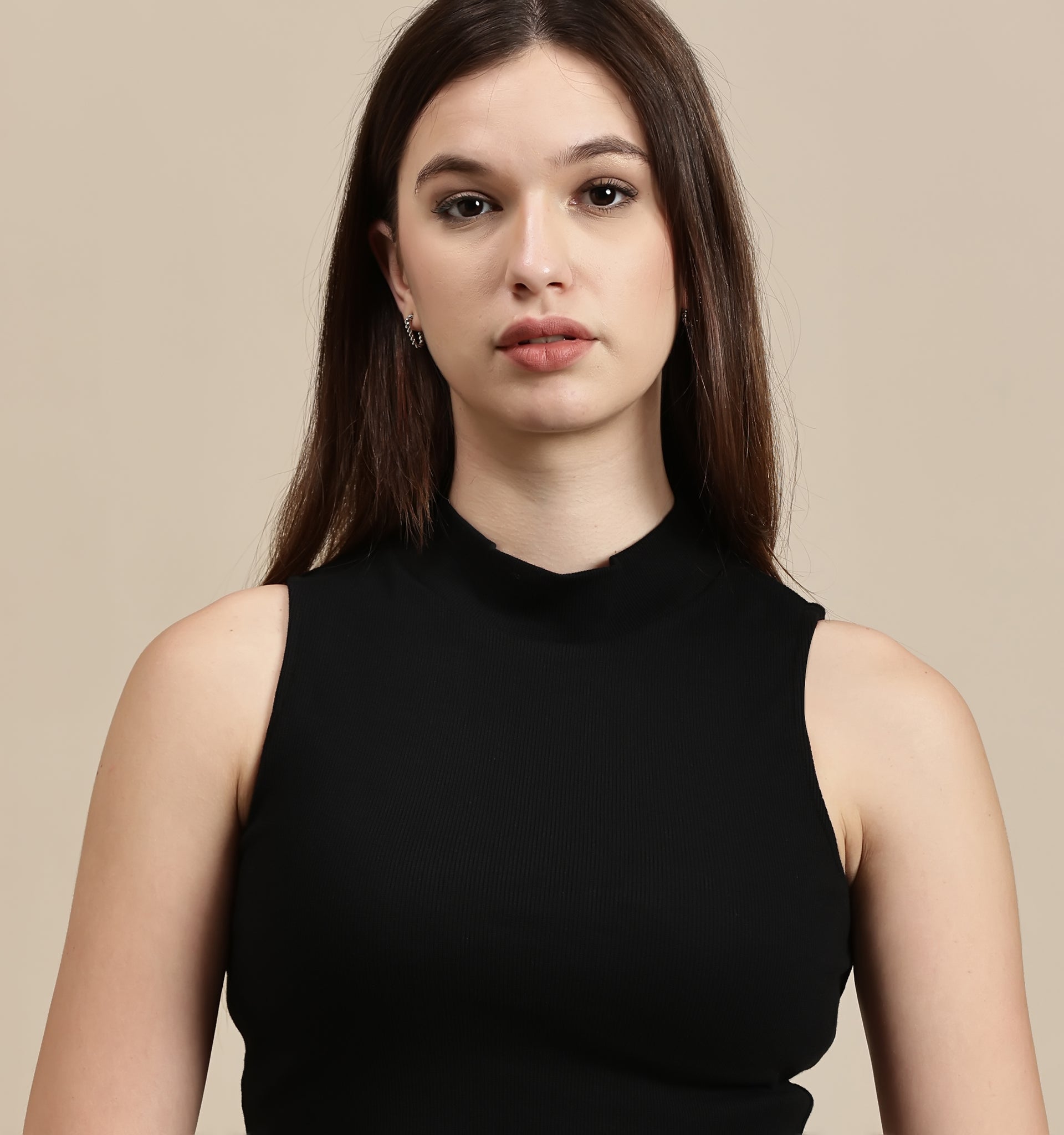 Women's Crop Top – High Neck Sleeveless Crop Top