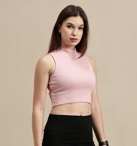 Women's Crop Top – High Neck Sleeveless Crop Top