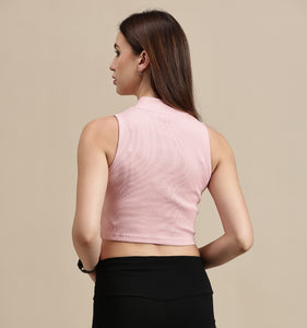 Women's Crop Top – High Neck Sleeveless Crop Top