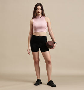 Women's Crop Top – High Neck Sleeveless Crop Top