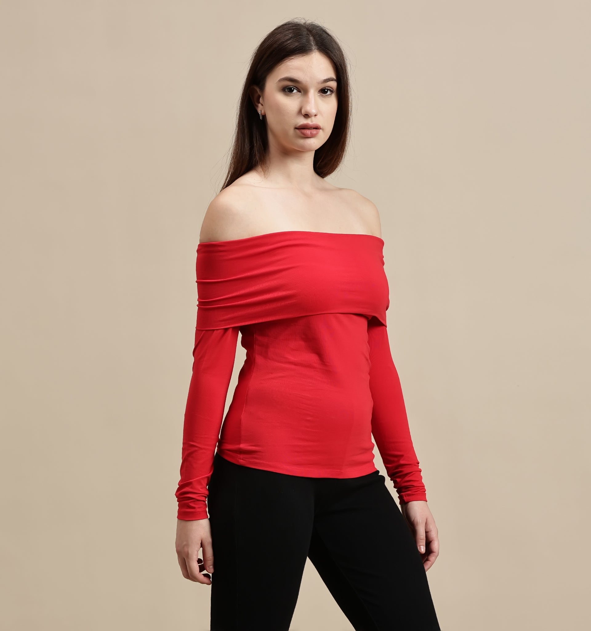 Women's Top – Off Shoulder Full Sleeve Top