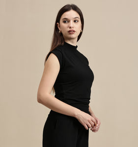 Women's Top – Mock Neck Sleeveless Top