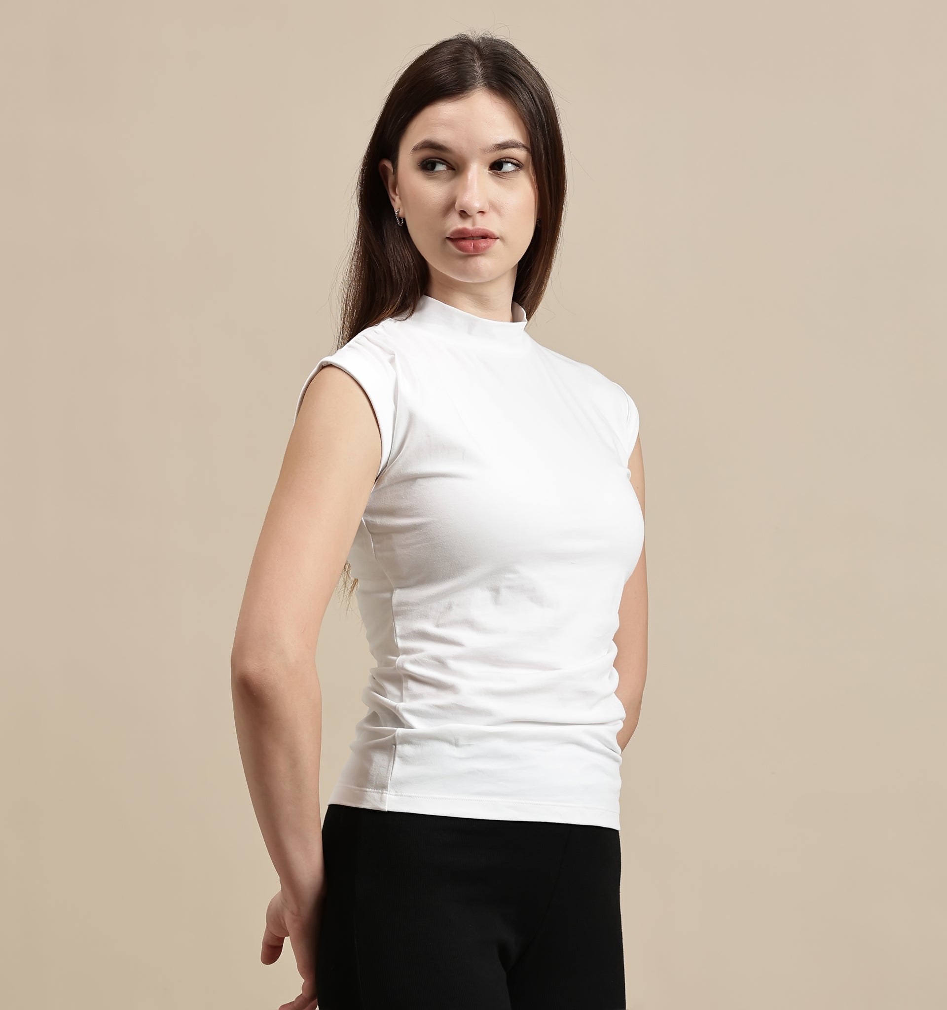 Women's Top – Mock Neck Sleeveless Top